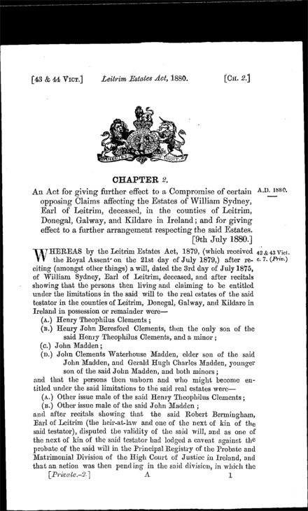 Leitrim Estates Act 1880