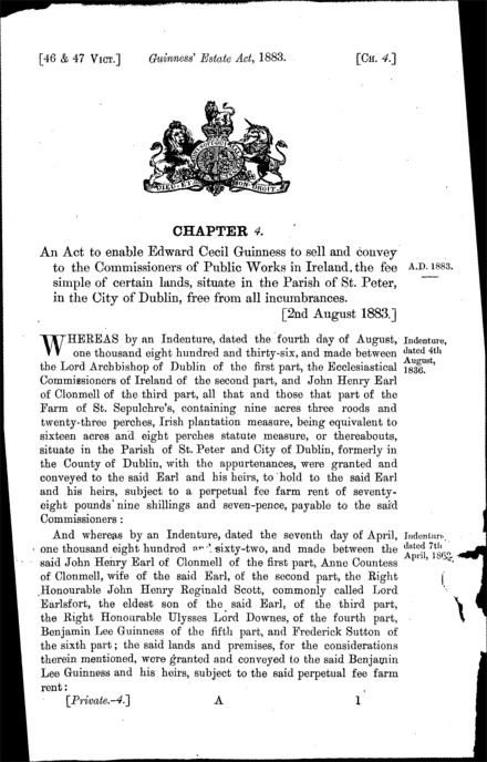 Guinness' Estate Act 1883