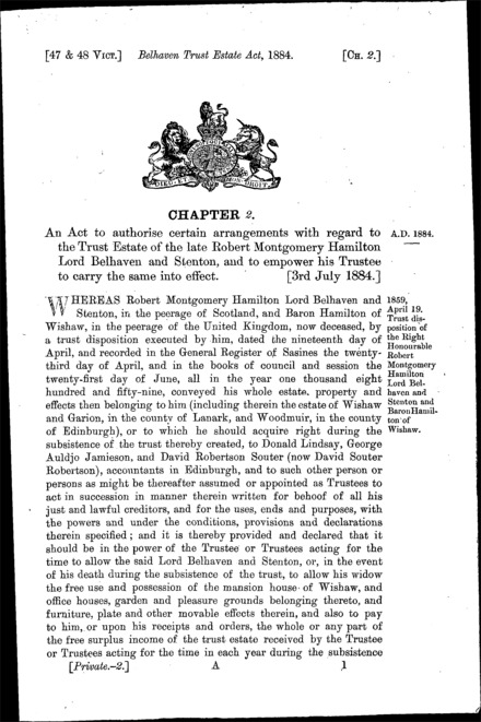 Belhaven Trust Estate Act 1884