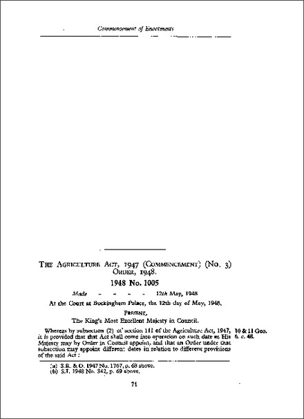 Agriculture Act 1947 (Commencement) (No 3) Order 1948