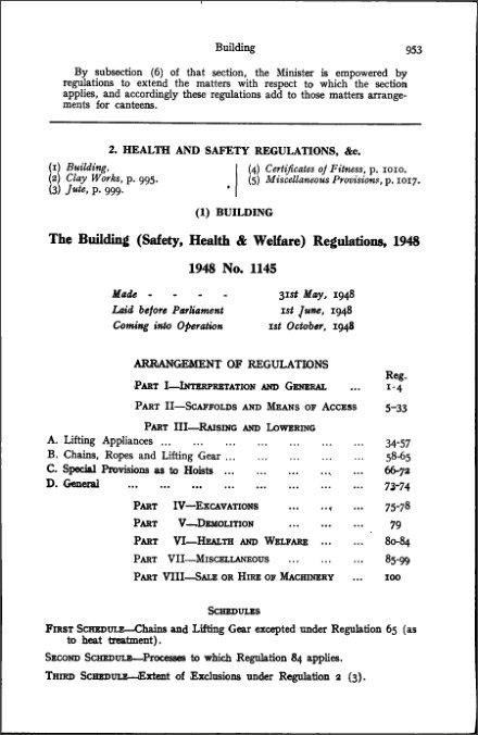 The Building (Safety,Health & Welfare) Regulations, 1948