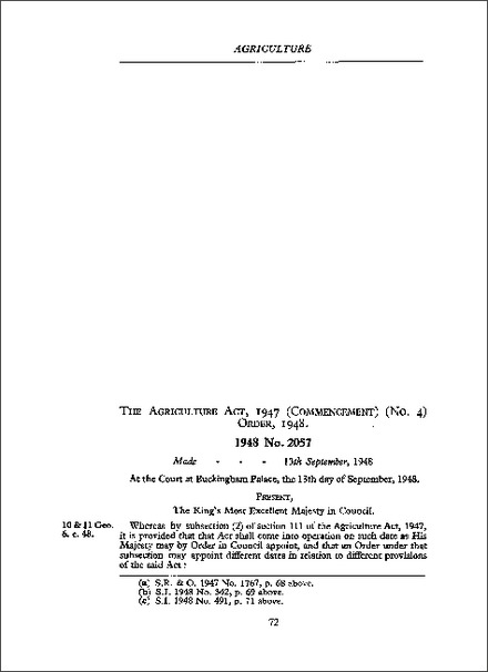 Agriculture Act 1947 (Commencement) (No 4) Order 1948