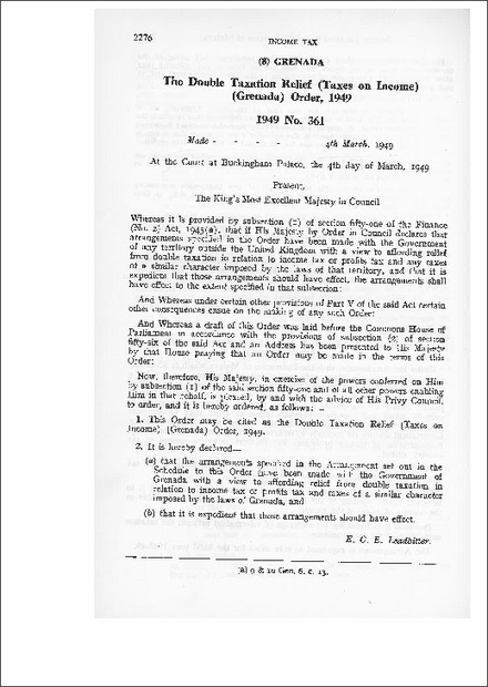 The Double Taxation Relief (Taxes on Income) (Grenada) Order, 1949