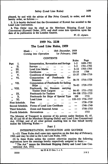 The Load Line Rules, 1959