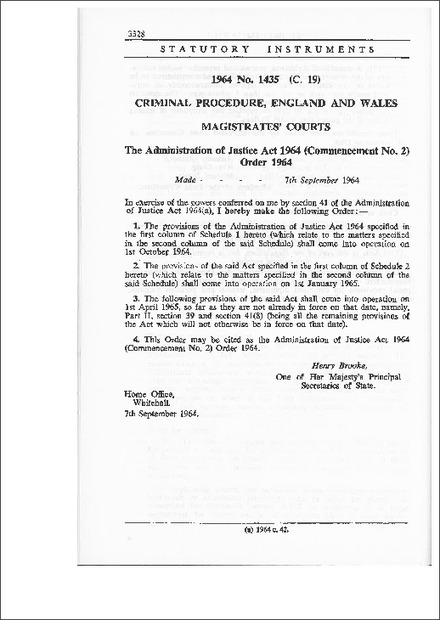 The Administration of Justice Act (Commencement No.2) Order,1964