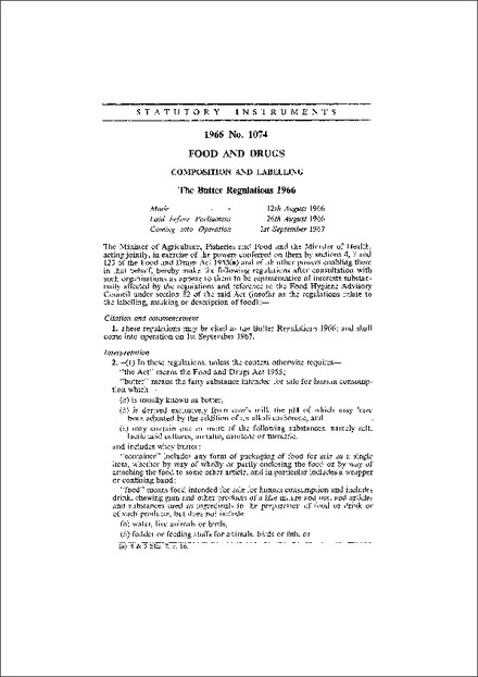 The Butter Regulations 1966