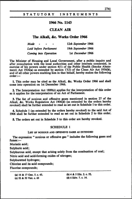 The Alkali &c. Works Order 1966
