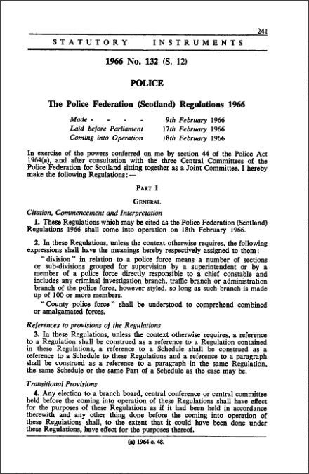 The Police Federation (Scotland) Regulations 1966