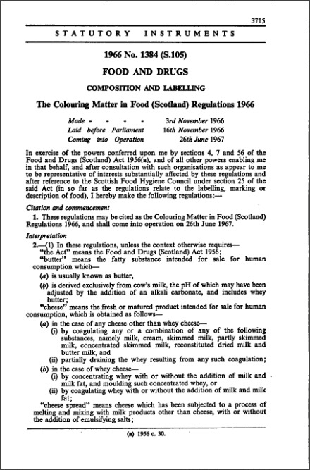 The Colouring Matter in Food (Scotland) Regulations 1966