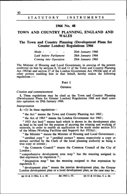 The Town and Country Planning (Development Plans for Greater London) Regulations 1966