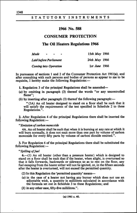 The Oil Heaters Regulations 1966