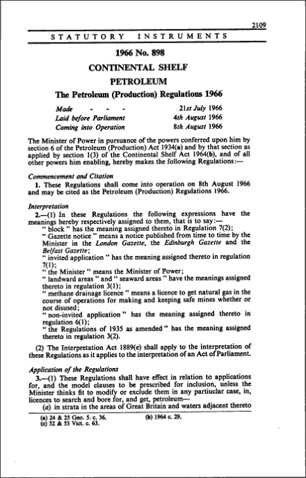 The Petroleum (Production) Regulations 1966