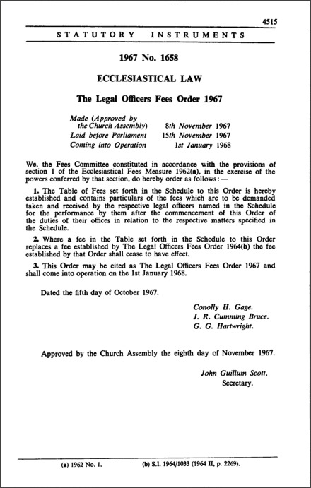 The Legal Officers Fees Order 1967