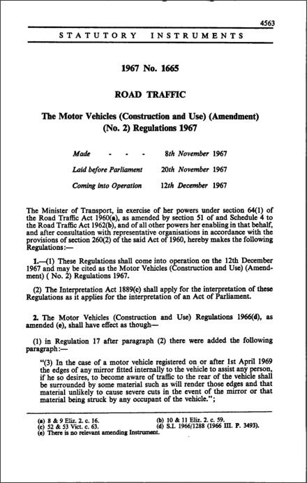 The Motor Vehicles (Construction and Use) (Amendment) (No. 2) Regulations 1967