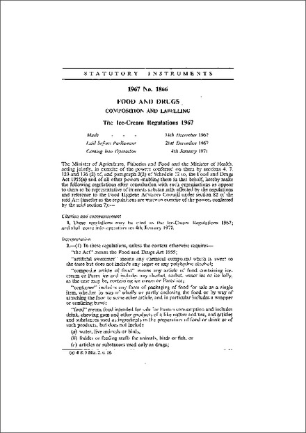 The Ice-Cream Regulations 1967