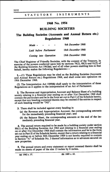 The Building Societies (Accounts and Annual Return etc.) Regulations 1968