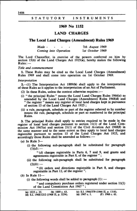 The Local Land Charges (Amendment) Rules 1969