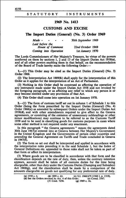 The Import Duties (General) (No. 3) Order 1969