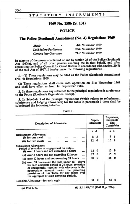 The Police (Scotland) Amendment (No. 4) Regulations 1969