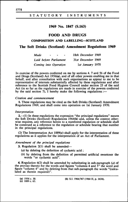 The Soft Drinks (Scotland) Amendment Regulations 1969