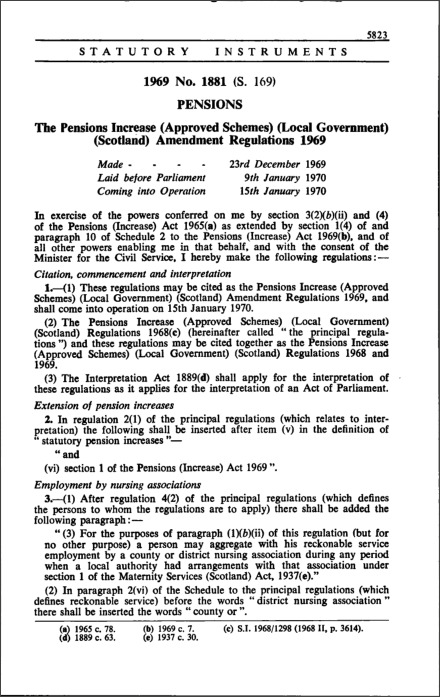 The Pensions Increase (Approved Schemes) (Local Government) (Scotland) Amendment Regulations 1969
