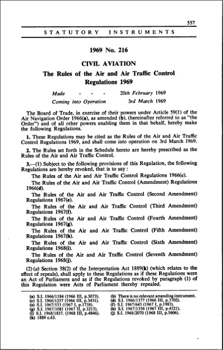 The Rules of the Air and Air Traffic Control Regulations 1969