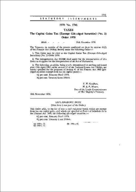 The Capital Gains Tax (Exempt Gilt-edged Securities) (No. 2) Order 1970