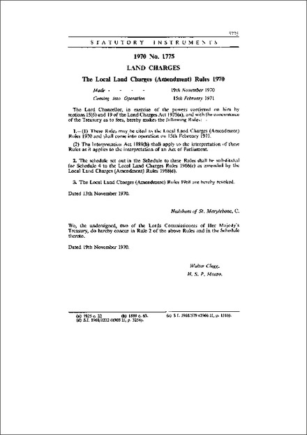The Local Land Charges (Amendment) Rules 1970