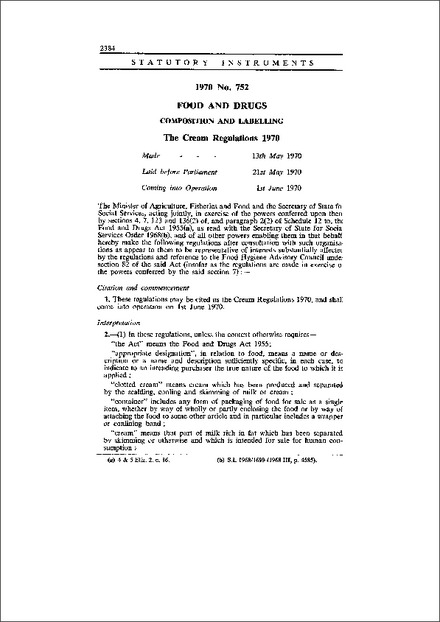 The Cream Regulations 1970