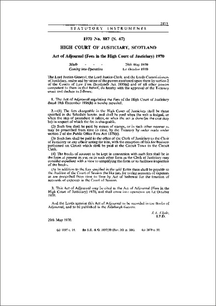 Act of Adjournal (Fees in the High Court of Justiciary) 1970