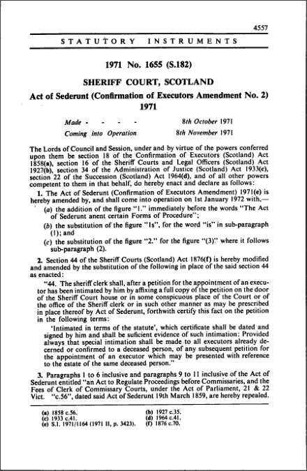 Act of Sederunt (Confirmation of Executors Amendment No. 2) 1971