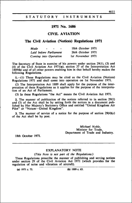 The Civil Aviation (Notices) Regulations 1971