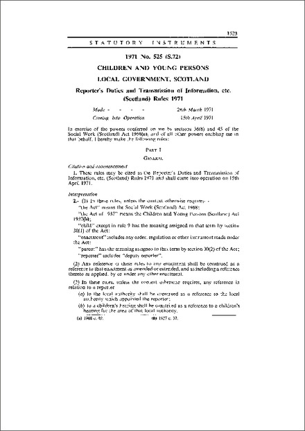 Reporter's Duties and Transmission of Information, etc. (Scotland) Rules 1971