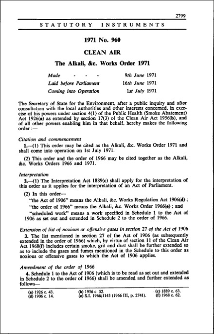 The Alkali &c. Works Order 1971