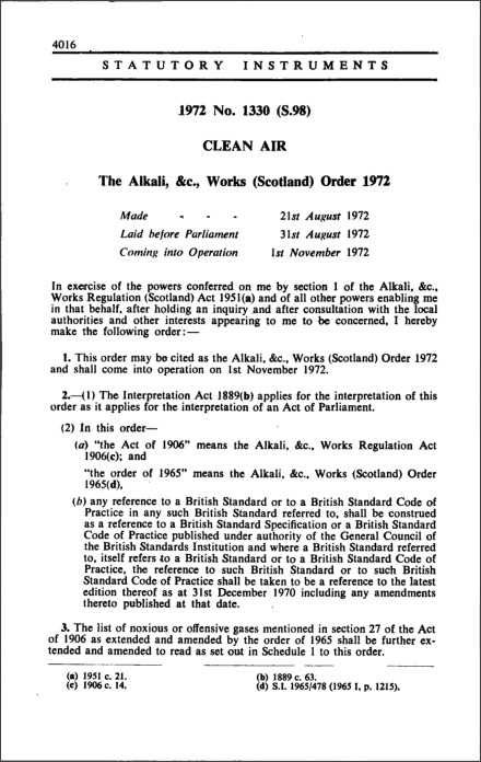 The Alkali, &c., Works (Scotland) Order 1972