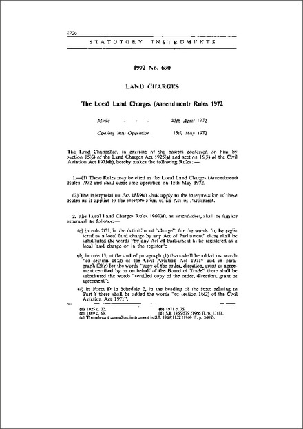 The Local Land Charges (Amendment) Rules 1972