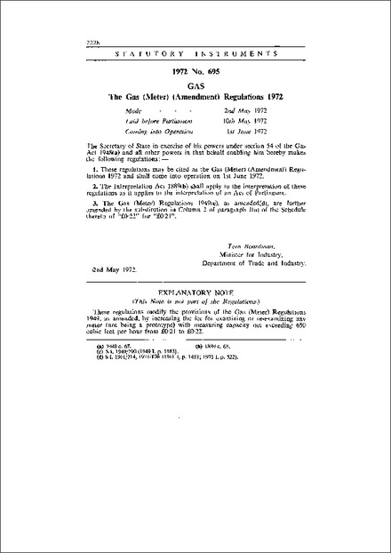 The Gas (Meter) (Amendment) Regulations 1972