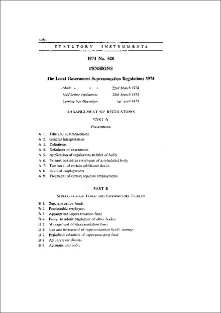The Local Government Superannuation Regulations 1974