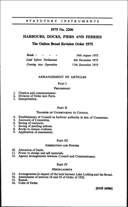 The Oulton Broad Revision Order 1975