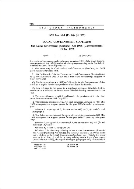 The Local Government (Scotland) Act 1975 (Commencement) Order 1975