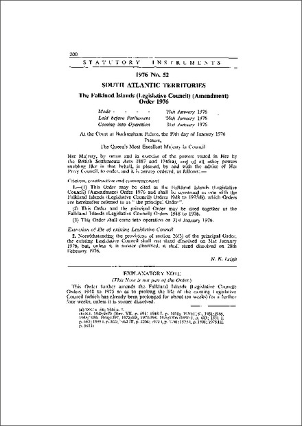 The Falkland Islands (Legislative Council) (Amendment) Order 1976