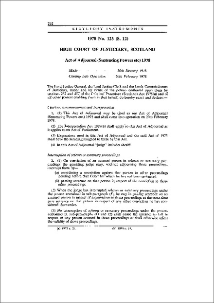 Act of Adjournal (Sentencing Powers etc) 1978