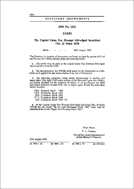 The Capital Gains Tax (Exempt Gilt-edged Securities) (No. 2) Order 1978
