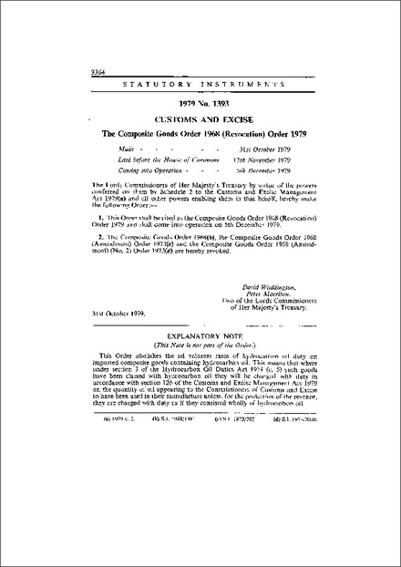 The Composite Goods Order 1968 (Revocation) Order 1979