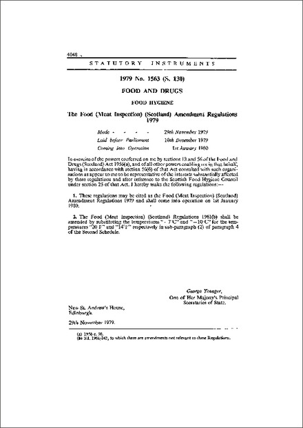 The Food (Meat Inspection) (Scotland) Amendment Regulations 1979