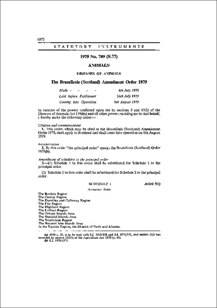 The Brucellosis (Scotland) Amendment Order 1979