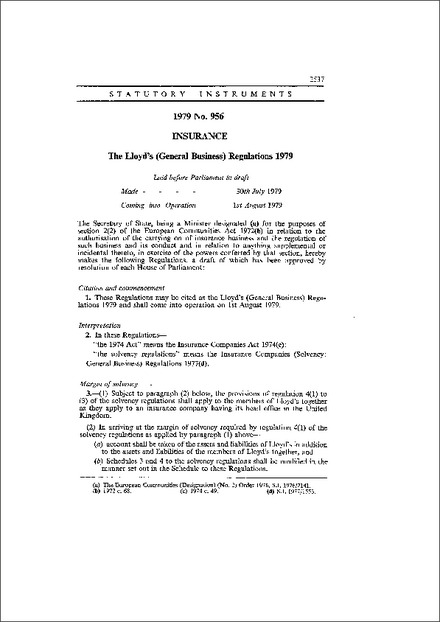 The Lloyd's (General Business) Regulations 1979