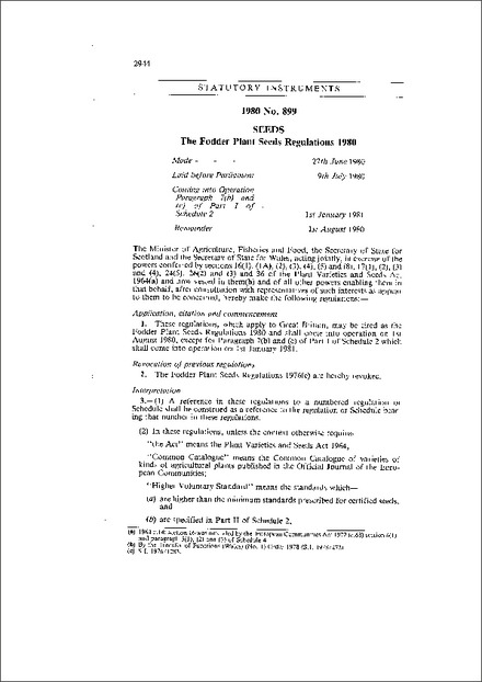 The Fodder Plant Seeds Regulations 1980