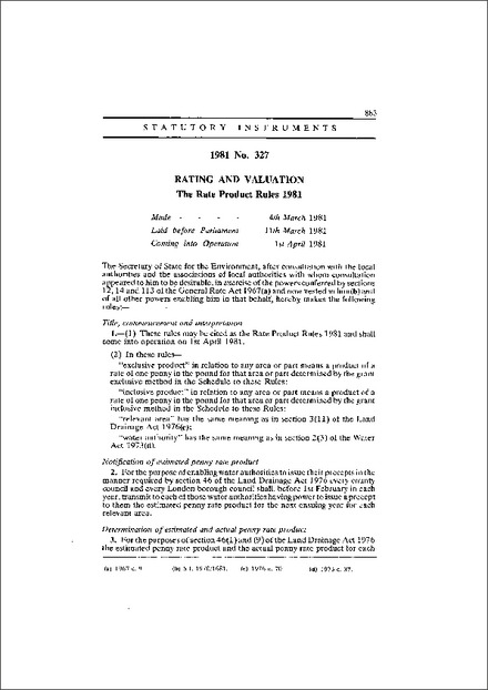 The Rate Product Rules 1981