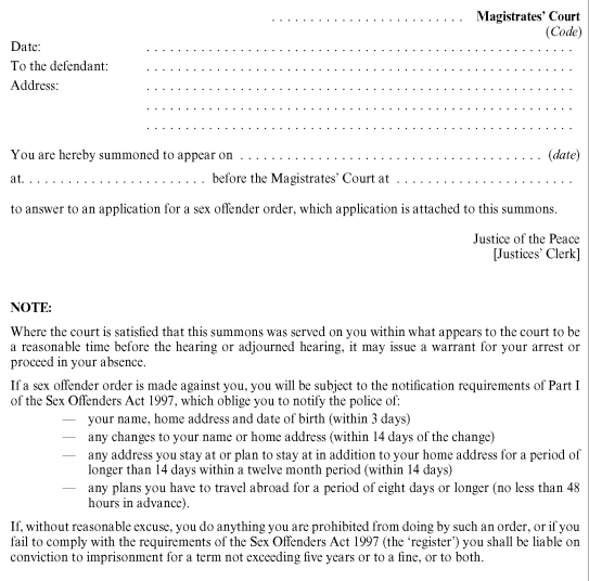 The Magistrates Courts Sex Offender Orders Rules 2002